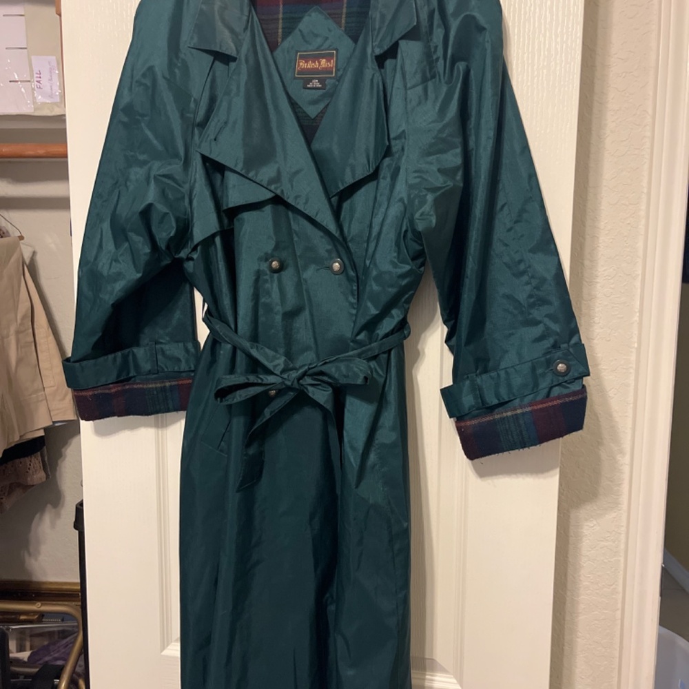 British Mist Teal Trench Coat with Belt